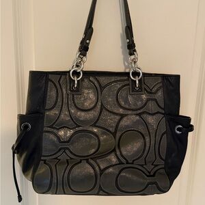 Coach Colette Leather Signature Overlay Tote 16449